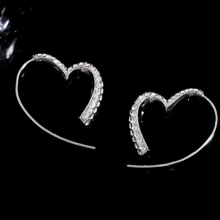 French Style Heart Shaped Zircon Earrings