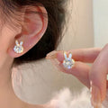 Rabbit Shape Rotating Zircon Earrings