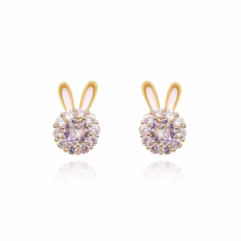 Rabbit Shape Rotating Zircon Earrings