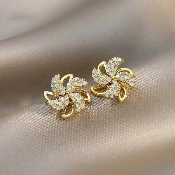 Rotating Windmill Zircon Earrings