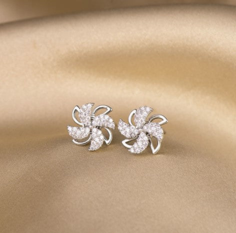 Rotating Windmill Zircon Earrings