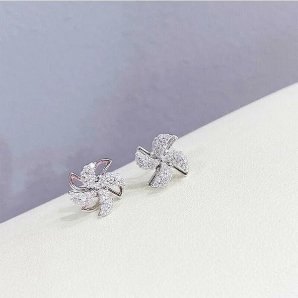Rotating Windmill Zircon Earrings