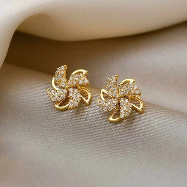 Rotating Windmill Zircon Earrings