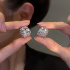 French Style Square Zircon Stud Earrings