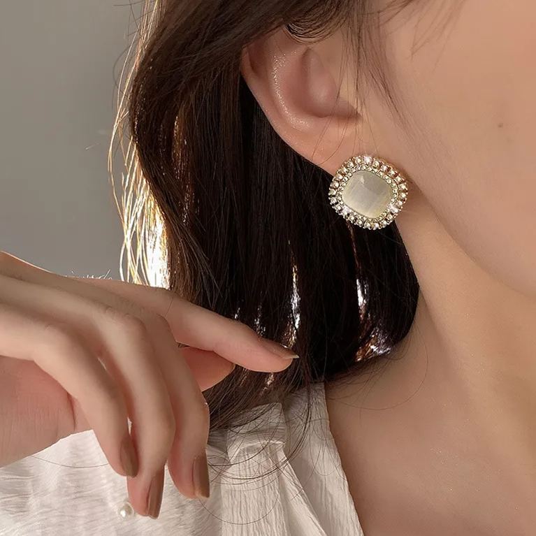Italian Style Opal Vintage Earrings