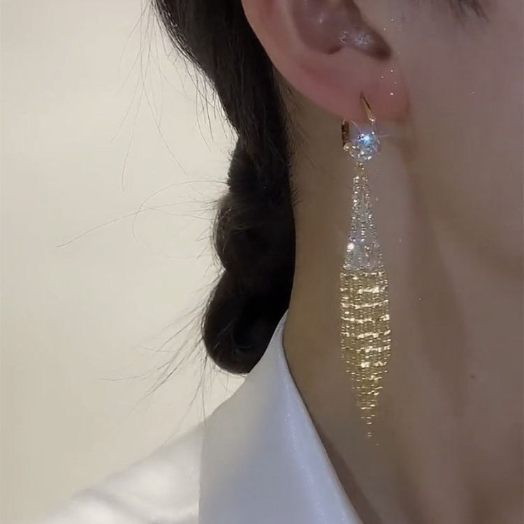 Zircon Tassel Earrings