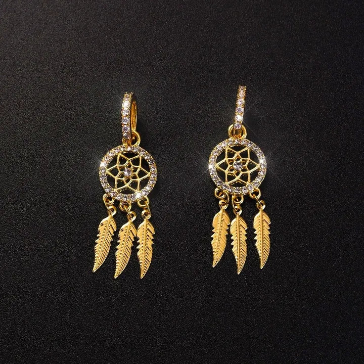 Golden Slumber Dreamcatcher Earrings