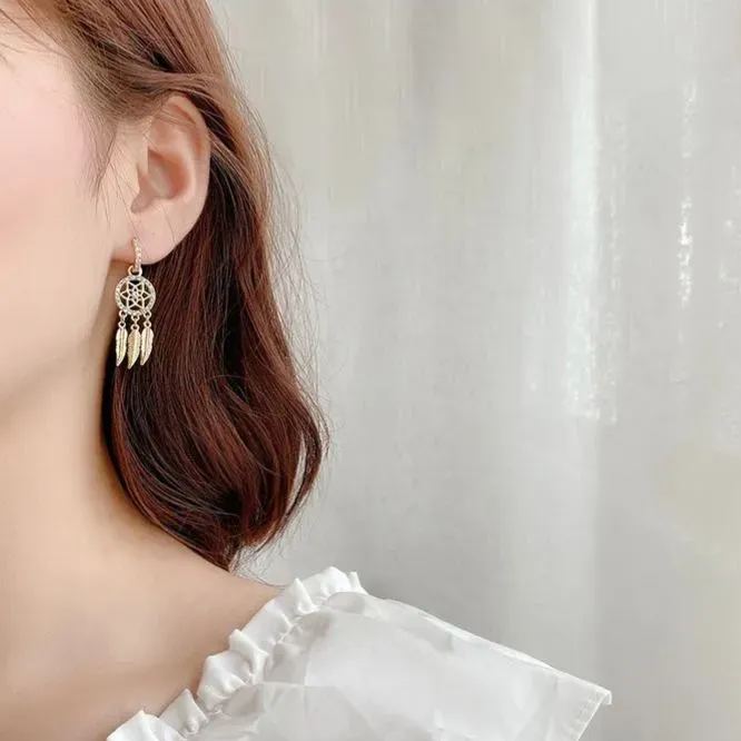 Golden Slumber Dreamcatcher Earrings