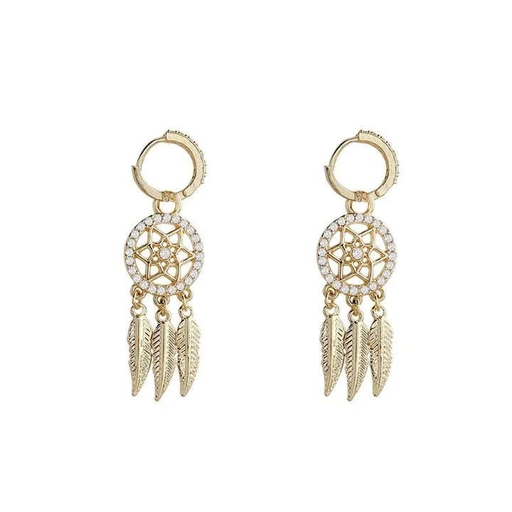 Golden Slumber Dreamcatcher Earrings