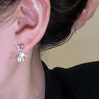 French Style Zircon Cross Earrings