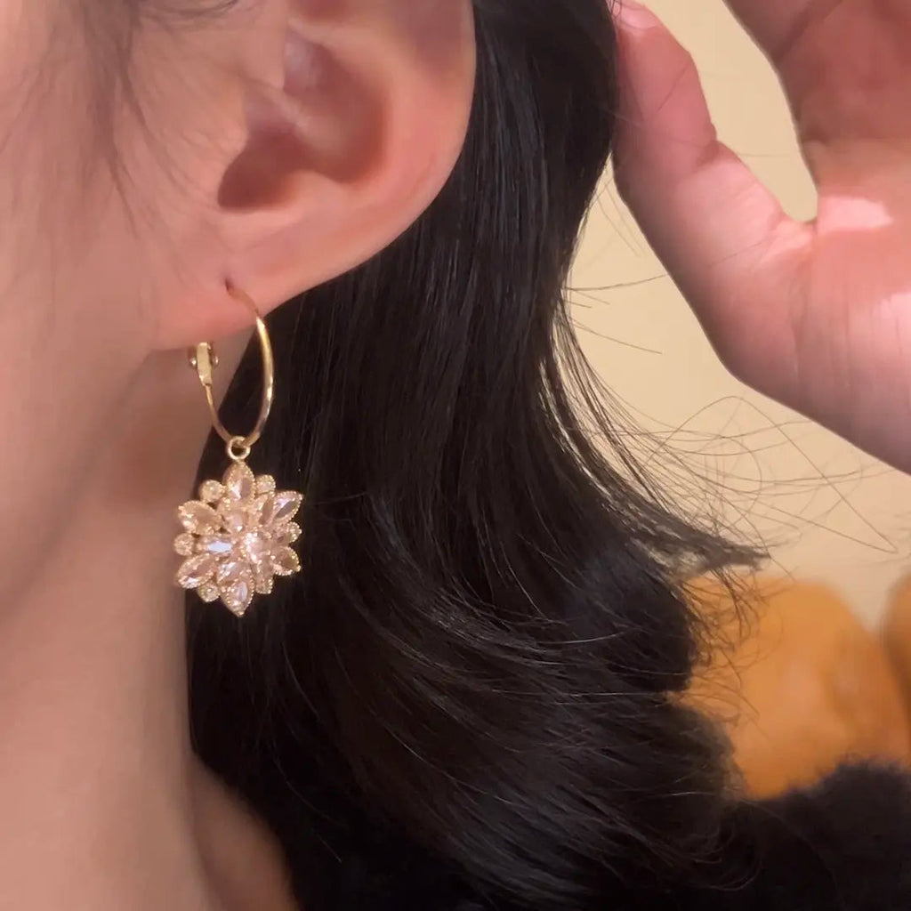 Italian Style Crystal Lotus Earrings