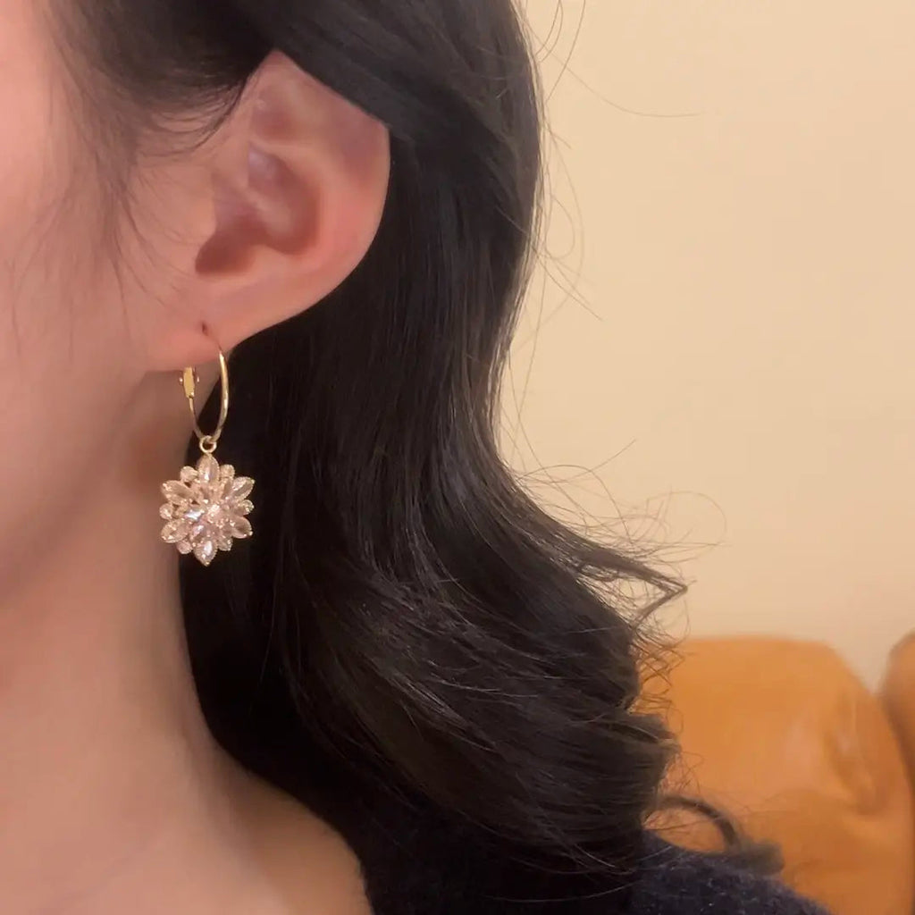 Italian Style Crystal Lotus Earrings