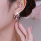 Cross Purple Zircon Earrings