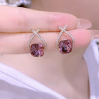 Cross Purple Zircon Earrings