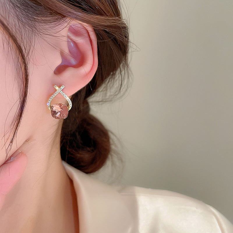 Cross Purple Zircon Earrings