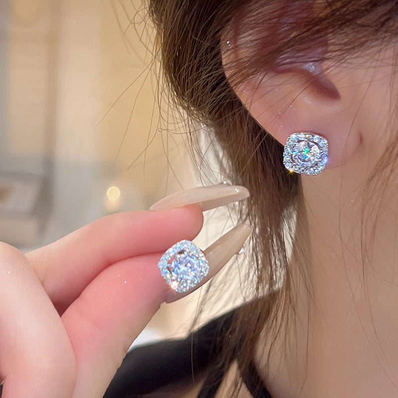 French Style Minimalist Diamond Earrings
