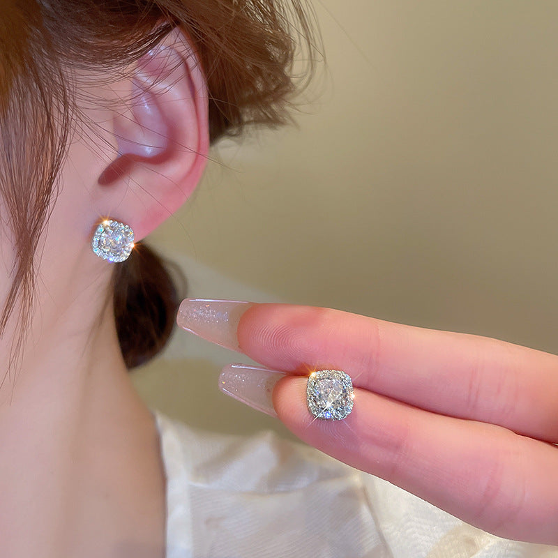 French Style Minimalist Diamond Earrings