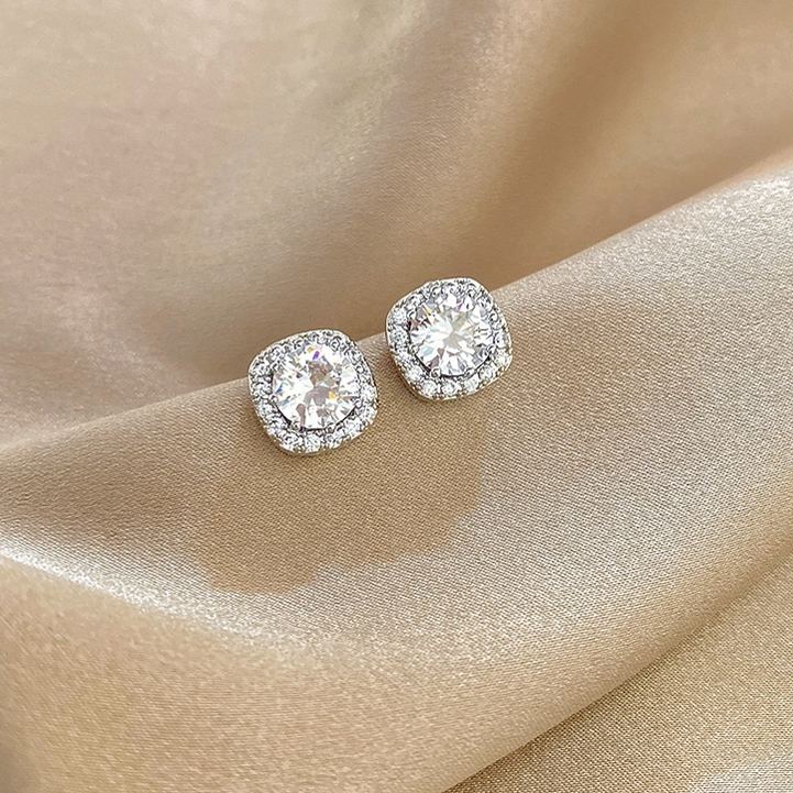 French Style Minimalist Diamond Earrings