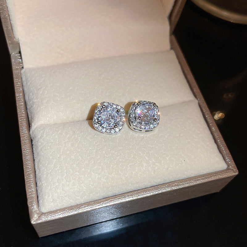 French Style Minimalist Diamond Earrings