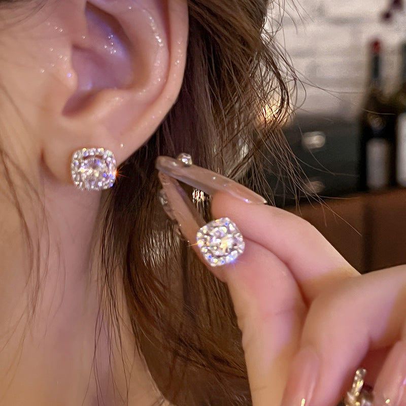 French Style Minimalist Diamond Earrings