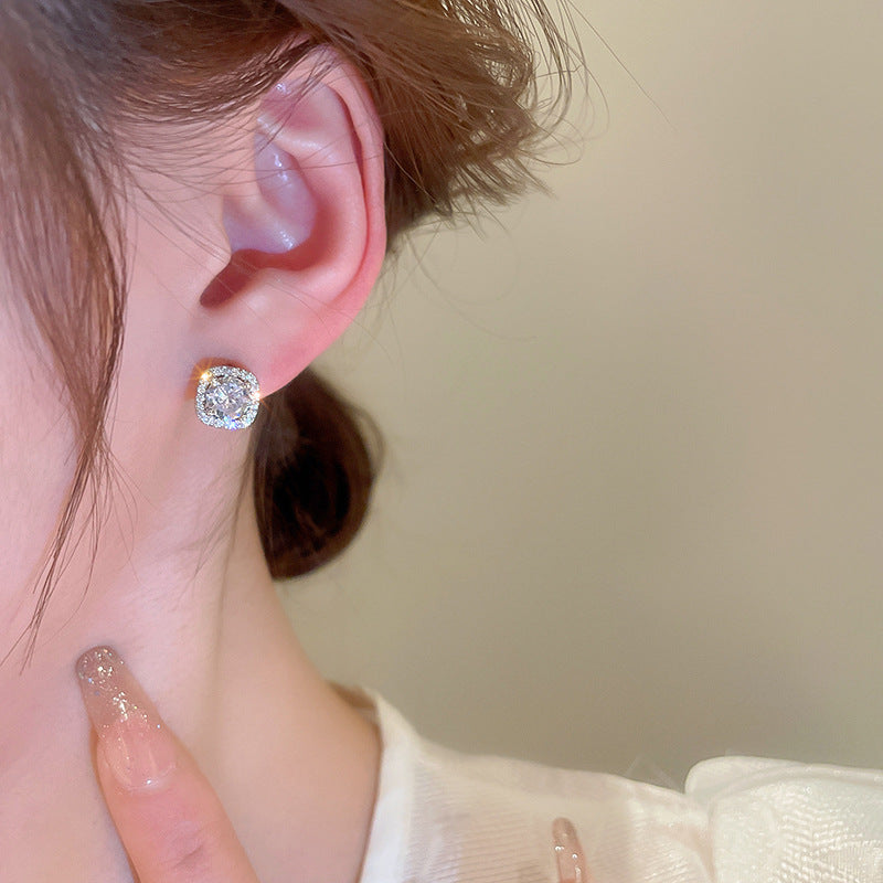 French Style Minimalist Diamond Earrings