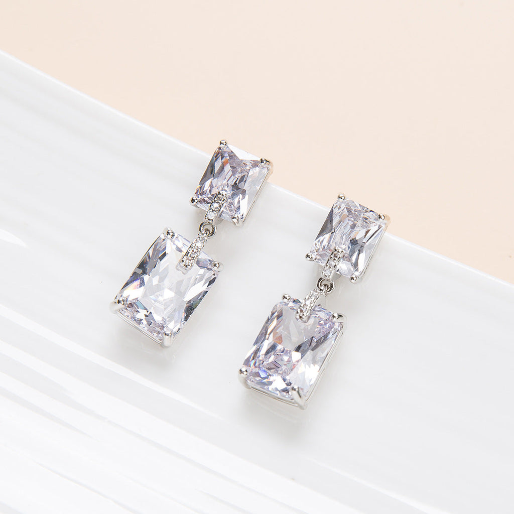 French Style Minimalist Diamond Earrings