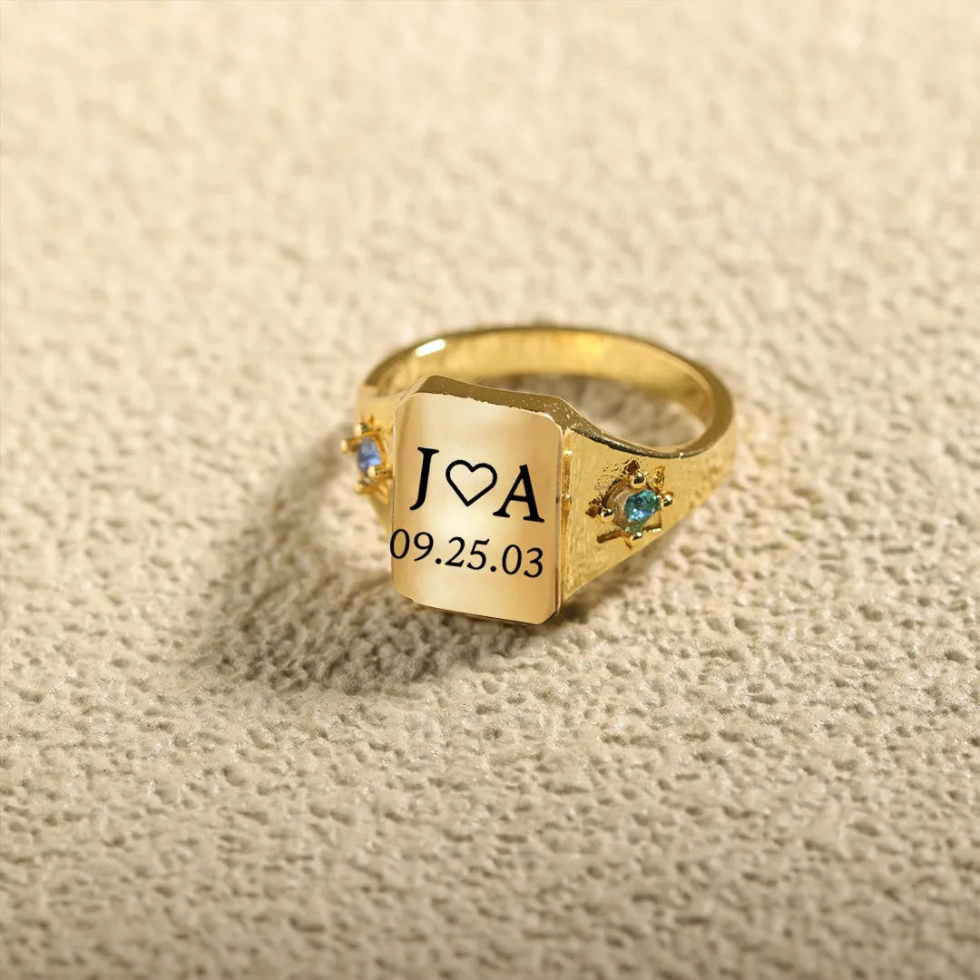 Custom Initial & Special Date Ring