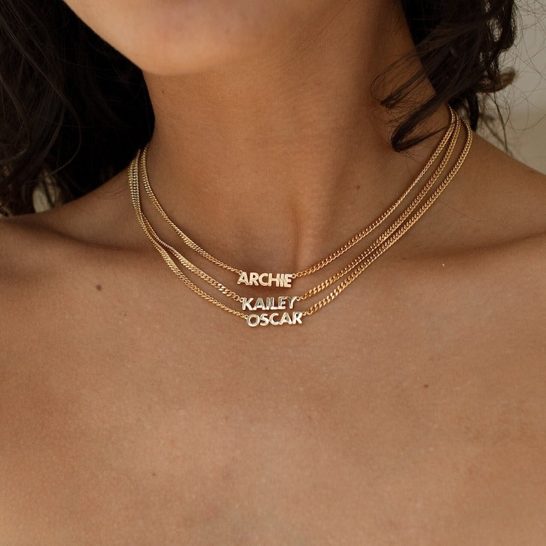 Custom Name Necklace with Curb Chain