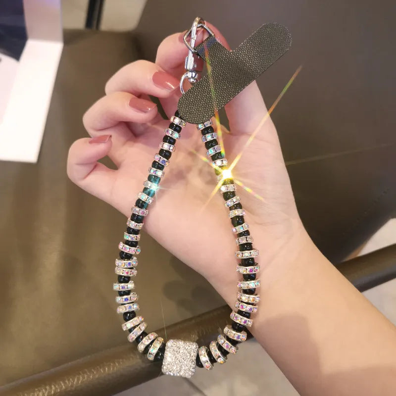 Sparkling Diamond Square Rhinestone Phone Lanyard