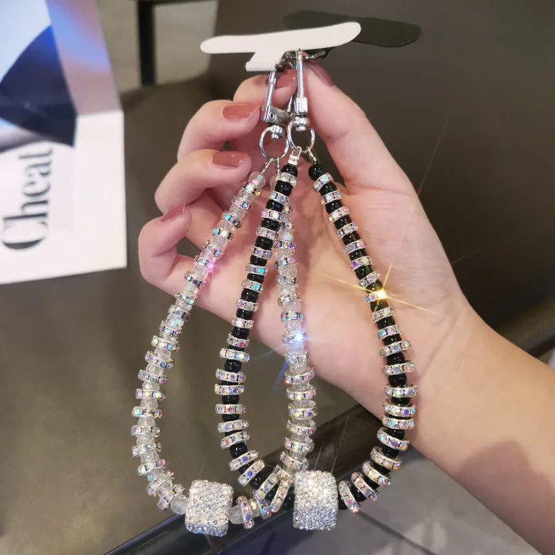 Sparkling Diamond Square Rhinestone Phone Lanyard