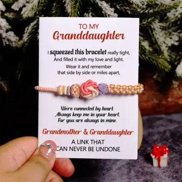 For Granddaughter - A LINK THAT CAN NEVER BE UNDONE Peach Blossom Knot Bracelet