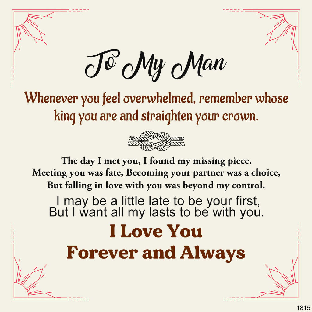 For Love - To My Man Infinity Leather Bracelet