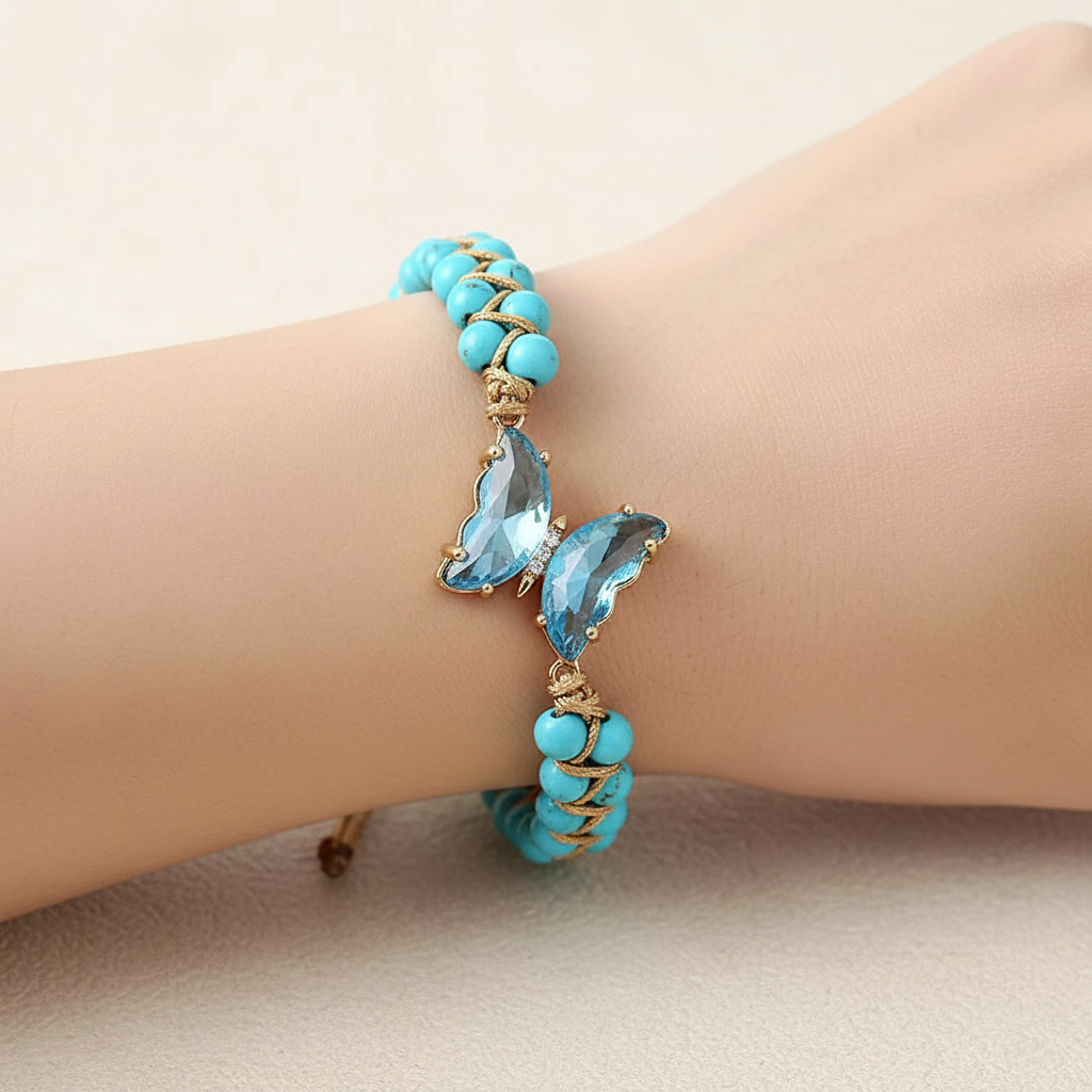 For Memorial - They Fly With Us Every Day Crystal Butterfly Bracelet