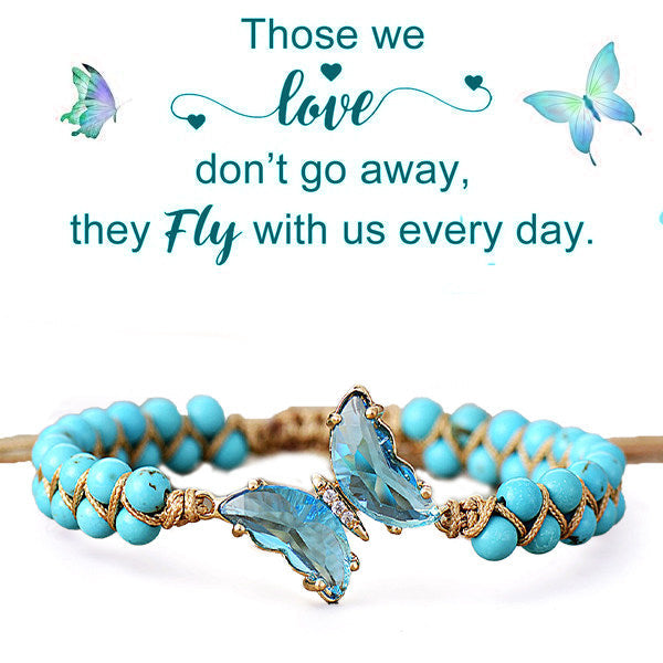 For Memorial - They Fly With Us Every Day Crystal Butterfly Bracelet