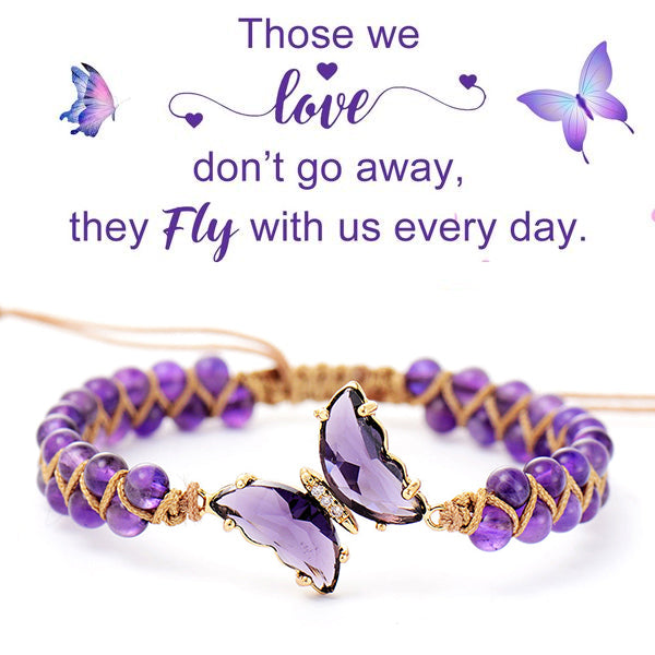 For Memorial - They Fly With Us Every Day Crystal Butterfly Bracelet