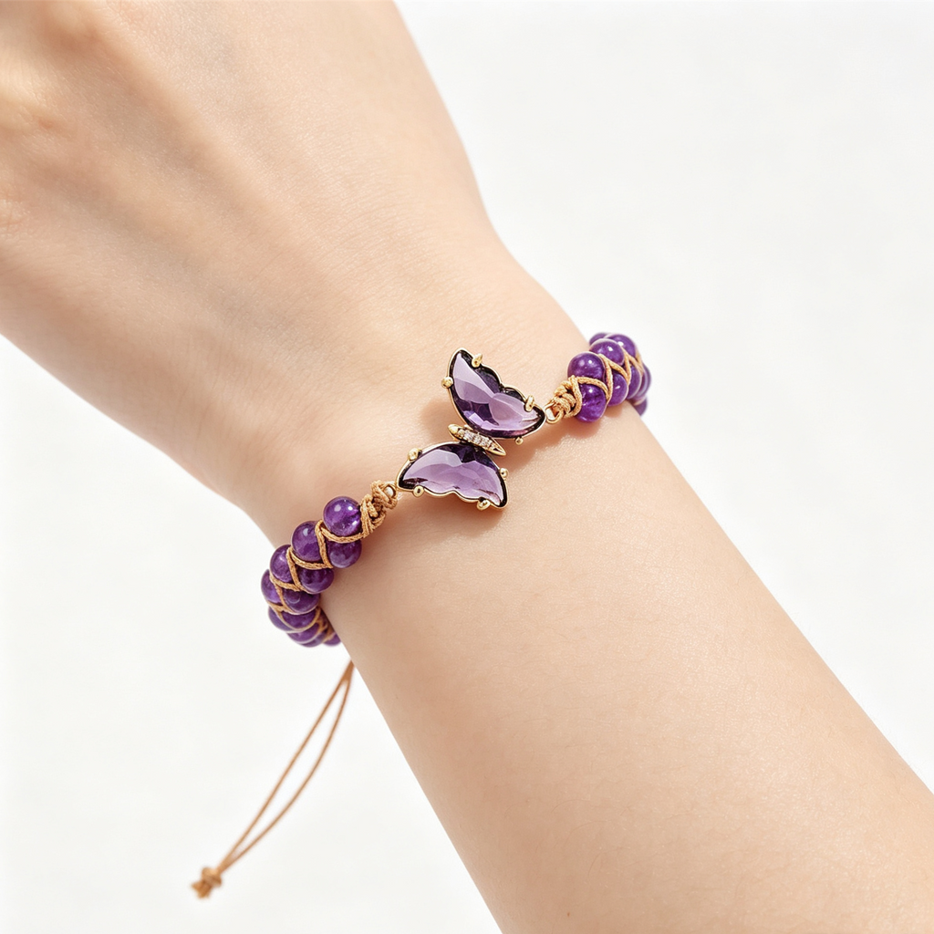 For Memorial - They Fly With Us Every Day Crystal Butterfly Bracelet