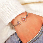 Mother And Daughter Forever Link Double Heart Custom Birthstone Bracelet