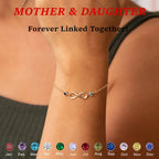 Mother & Daughter Forever Linked Together Infinite Custom Birthstones Bracelet