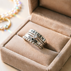 For Memorial- Angel Wings Custom Birthstone&Name Stacked Ring