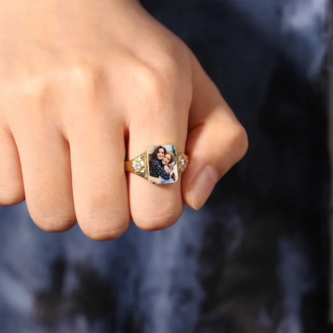 For Sister - Photo Birthstone Custom Ring
