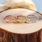 For Memorial - Custom Delicate Dainty Bar Date Ring