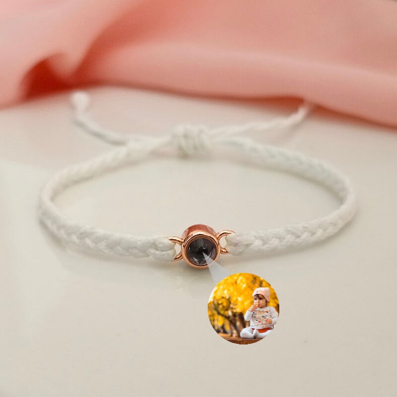 Sterling Silver Personalized Rope Picture Projection Bracelet Sincere Gift