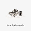 Burned And Survived Engraved Black Rose Ring