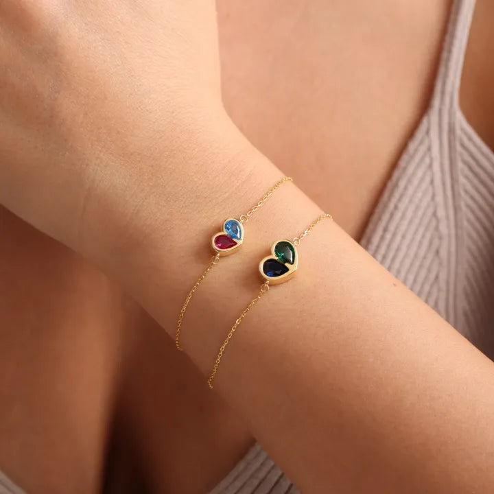 Valentine'S Day Pre-Saleforever Linked Together Custom Heart Birthstones Bracelet