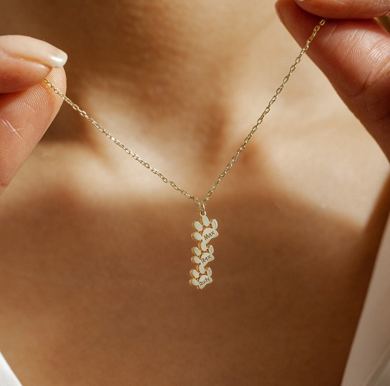 Custom Engraved Paw Print Necklace