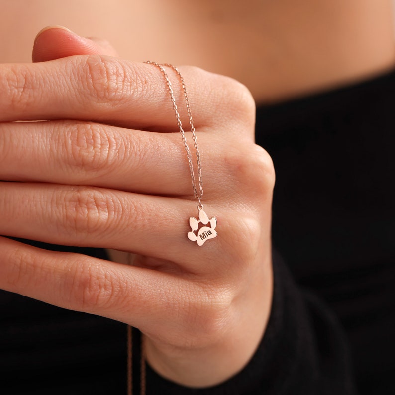 Custom Engraved Paw Print Necklace