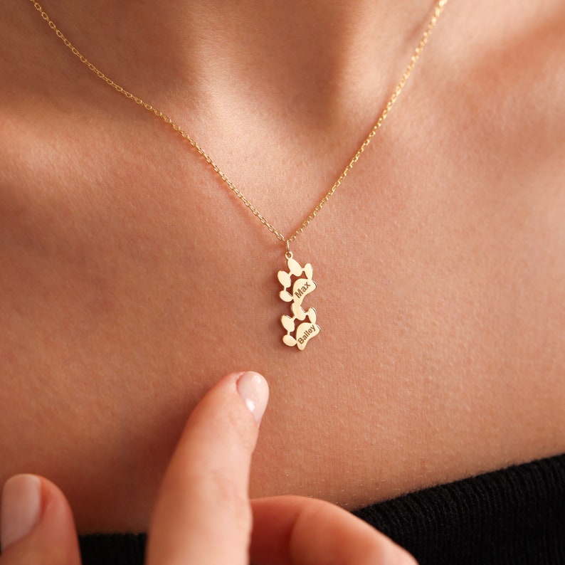 Custom Engraved Paw Print Necklace