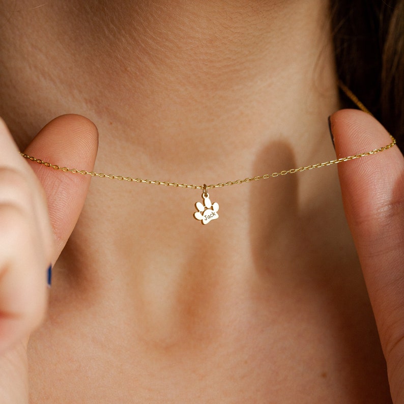 Custom Engraved Paw Print Necklace