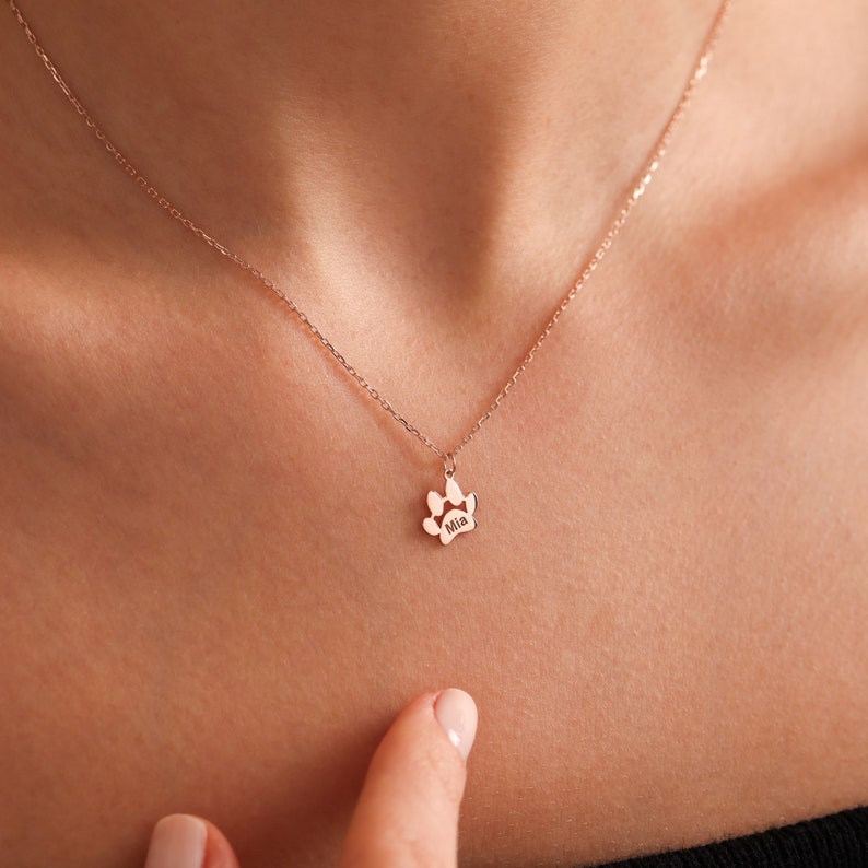 Custom Engraved Paw Print Necklace