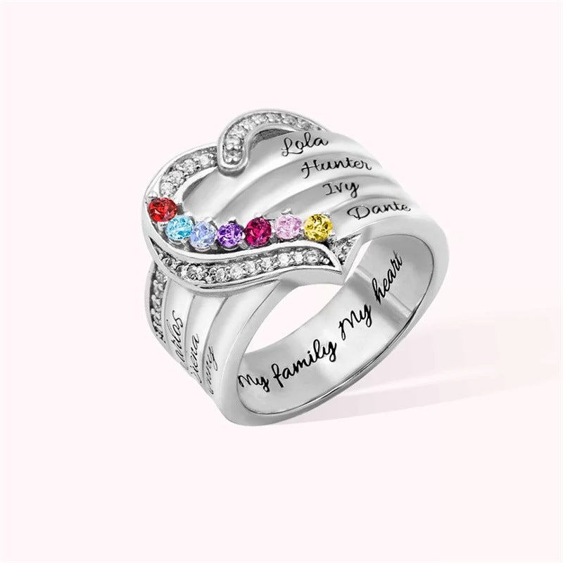 For Love - Custom Birthstone & Name Heart Ring